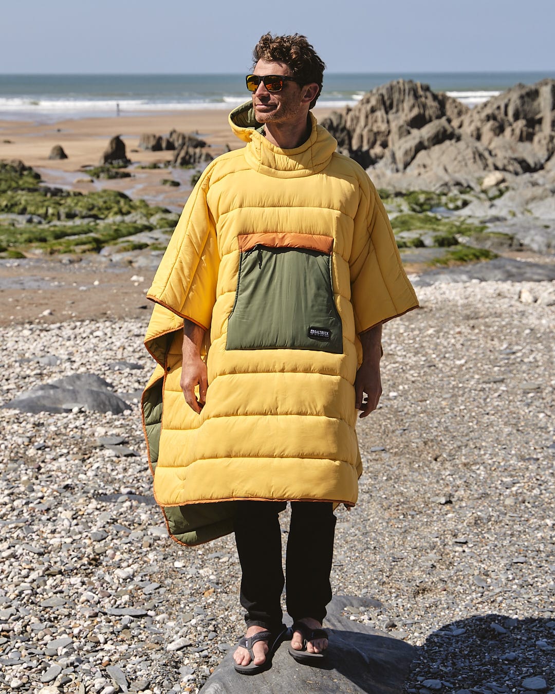 Sunset - Packable Reversible Poncho - Yellow