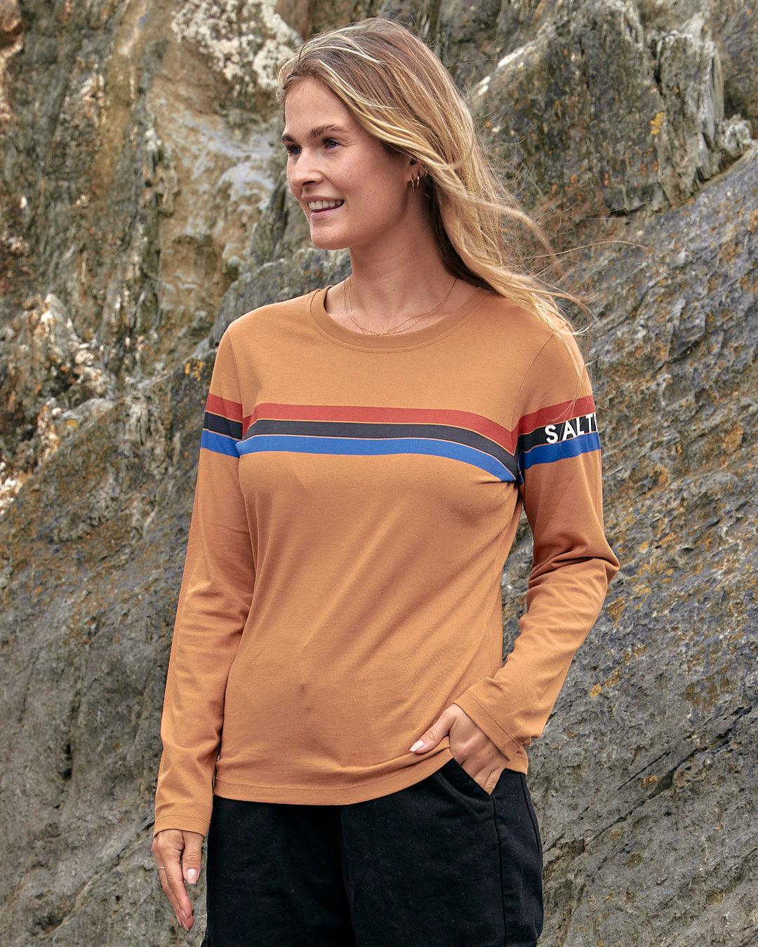 Classic Sleeve - Womens Long Sleeve T-Shirt - Brown