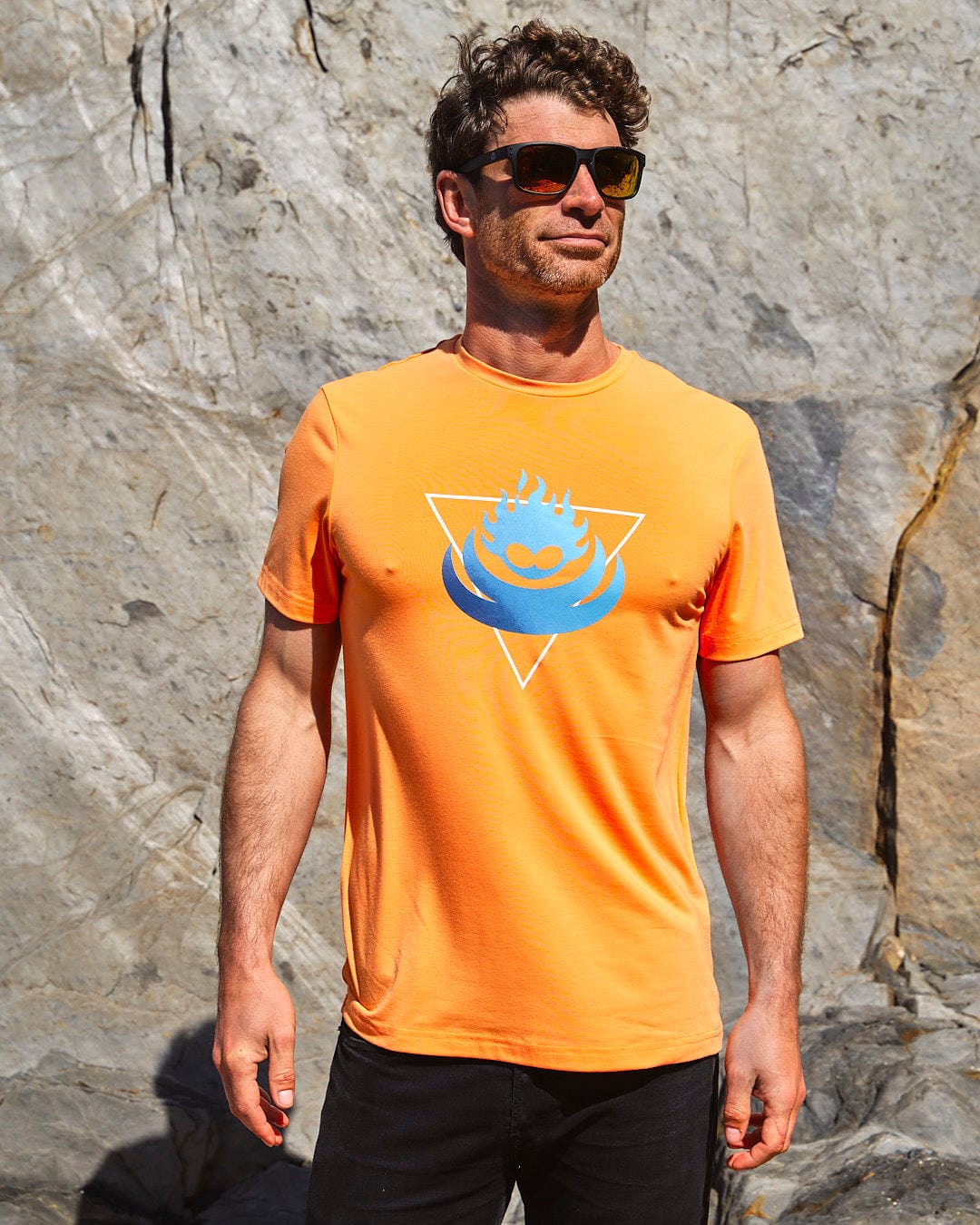 Flame Tri - Mens Recycled Short Sleeve T-Shirt - Light Orange