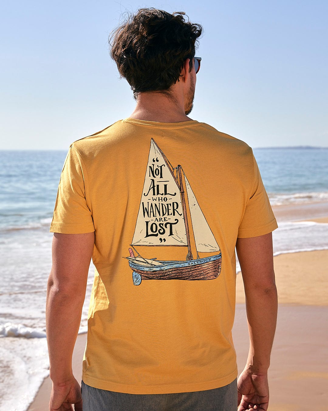 Lost Ships - Mens Short Sleeve T-Shirt - Yellow, Yellow / S