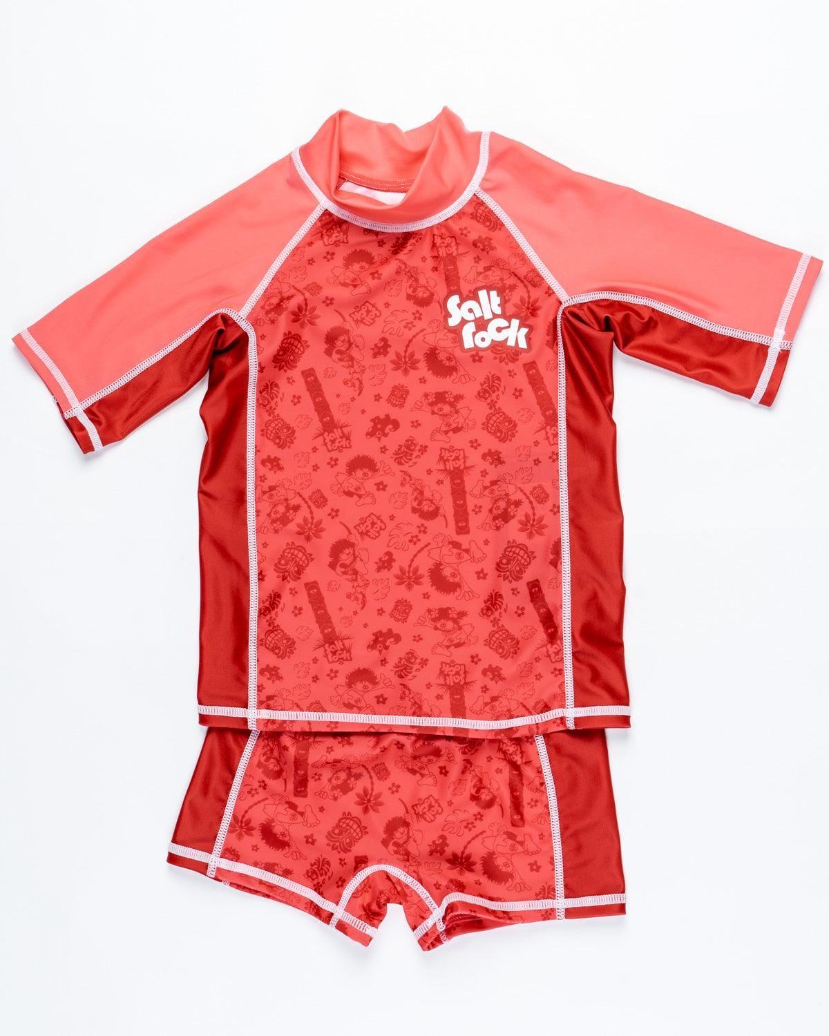 Tiki Tok - Kids Swim Set - Red, Red / 3-4 Years