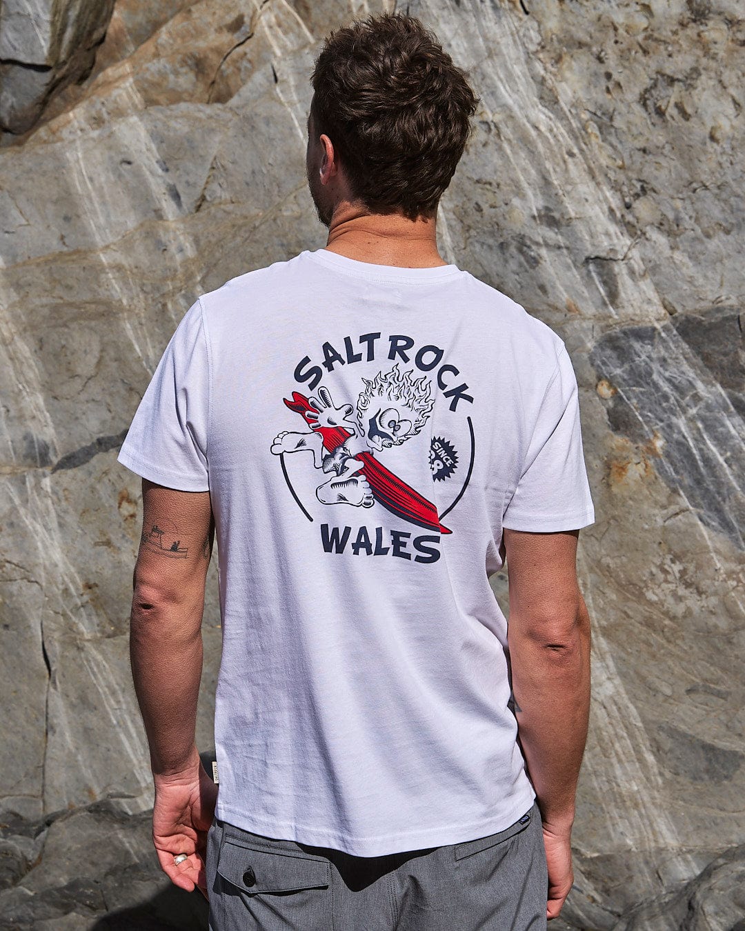 Wave Rider Wales - Mens Short Sleeve T-Shirt - White