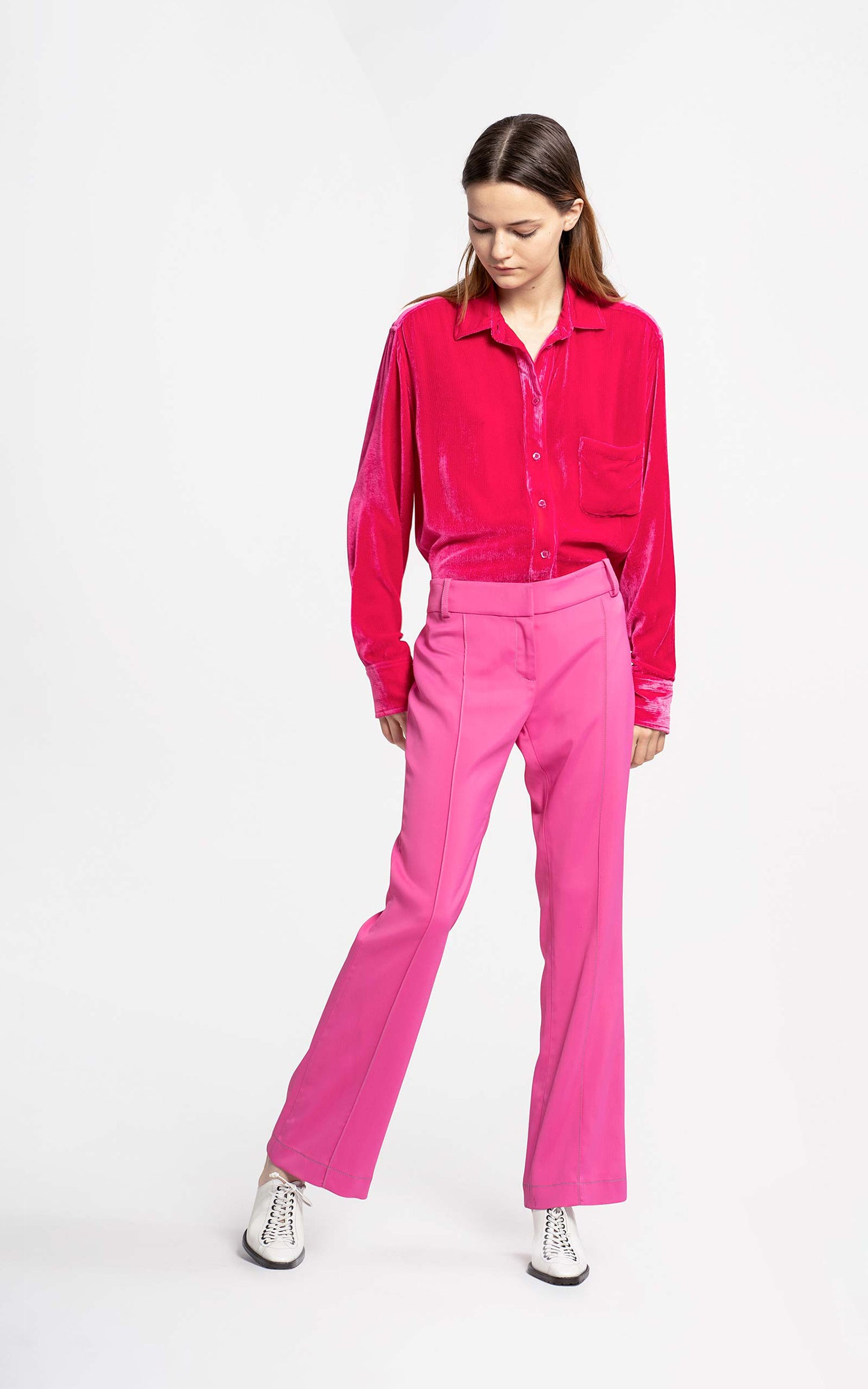 stretch flare trousers