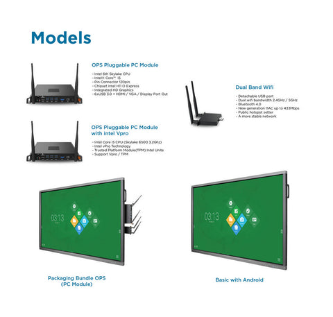 Interactive Collaborative Electronic (ICE) Board 4K UHD 86 Inch With OPS + Stand