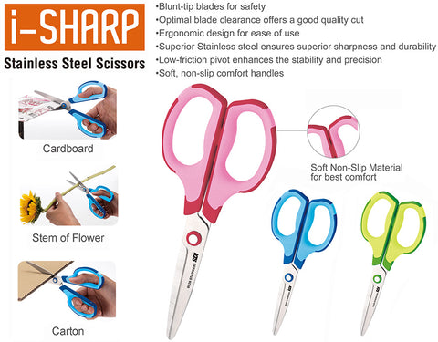 SDI Gunting Non Slip Grip Scissors i-Sharp 7 Inch (Stainless Steel) #0926C