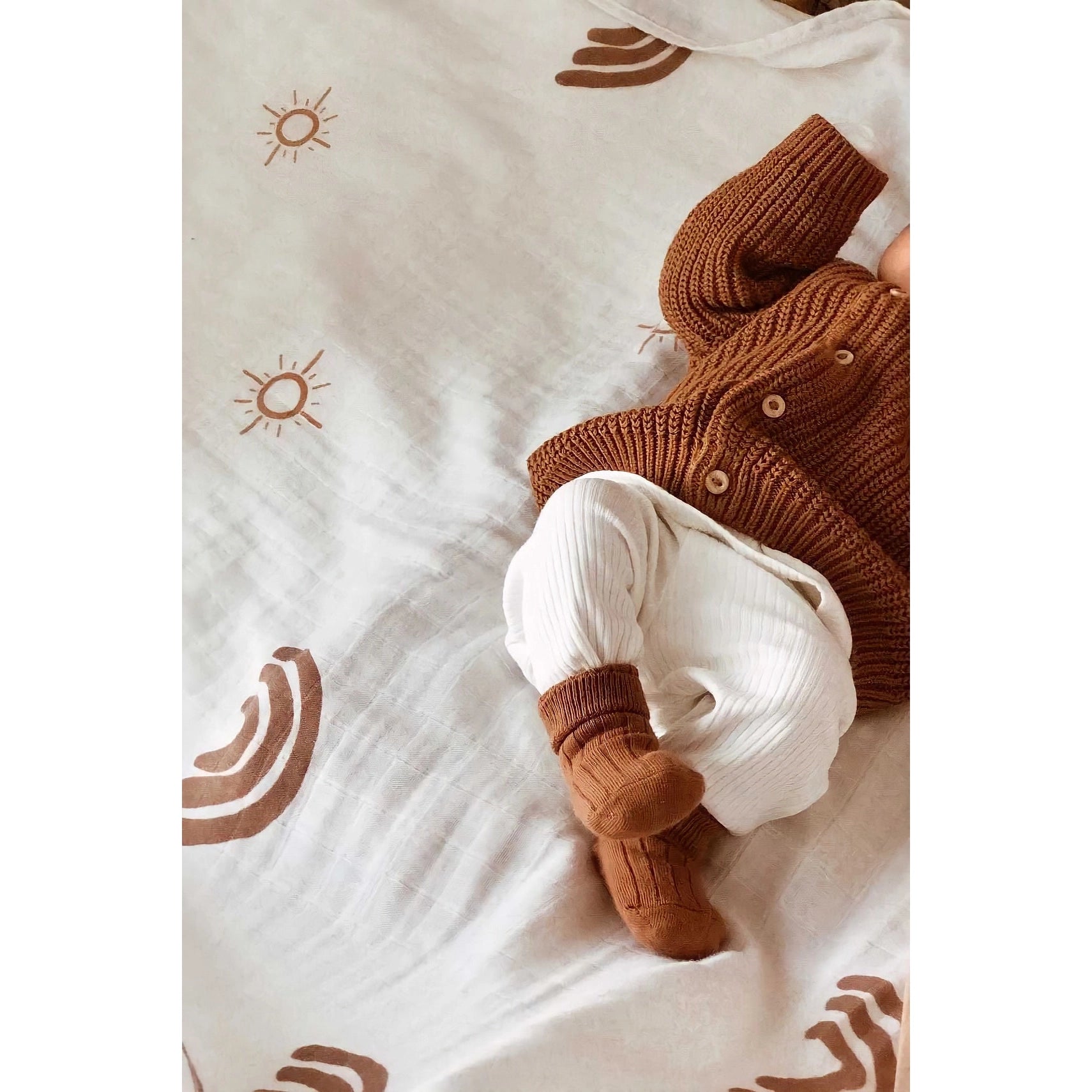 Baby Organic Cotton Muslin Swaddle - Rainbow & Sun