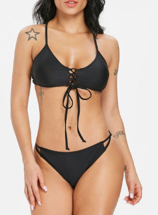 Bathers • Black Lace up Bikini Swimsuit