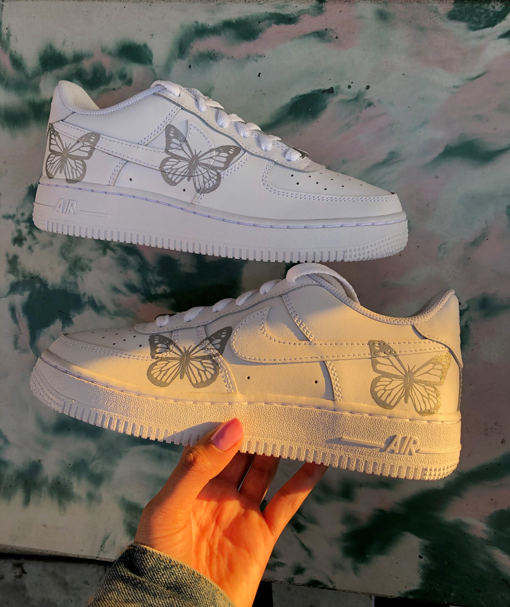 butterfly reflective air force ones