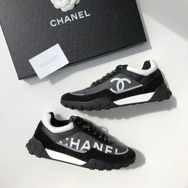 grey and black chanel sneakers