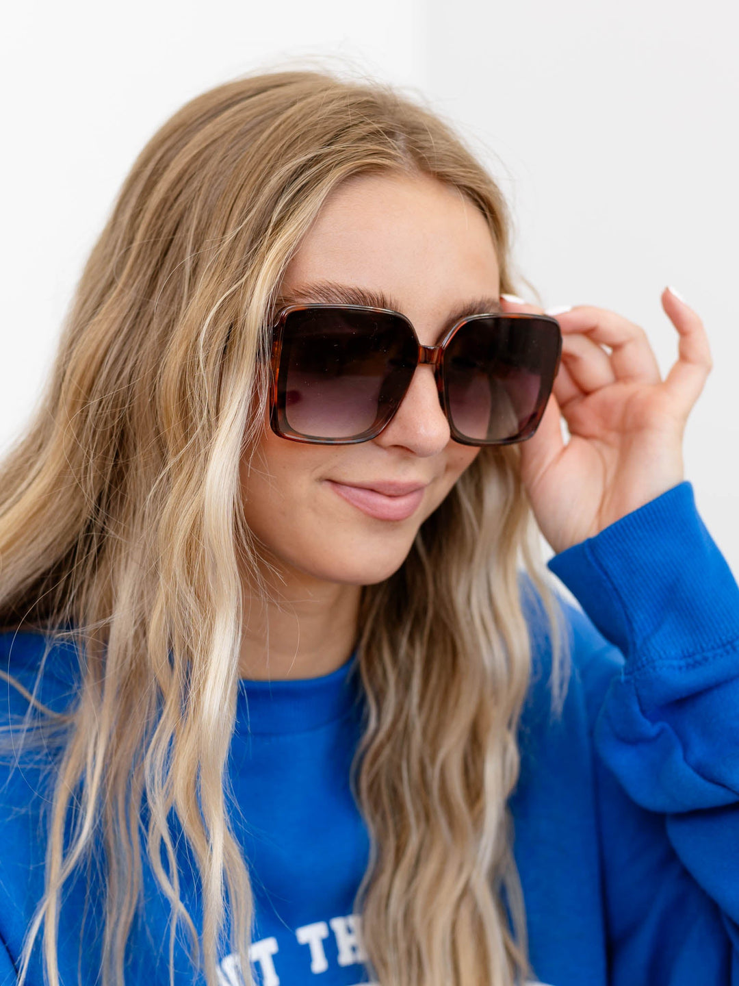 Blue Gem Blake Square Oversized Sunglasses - TanSunglasses