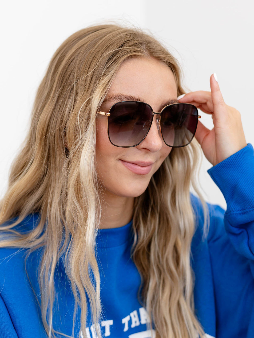 Blue Gem Reese Oversized Sunglasses - Black EnamelSunglasses