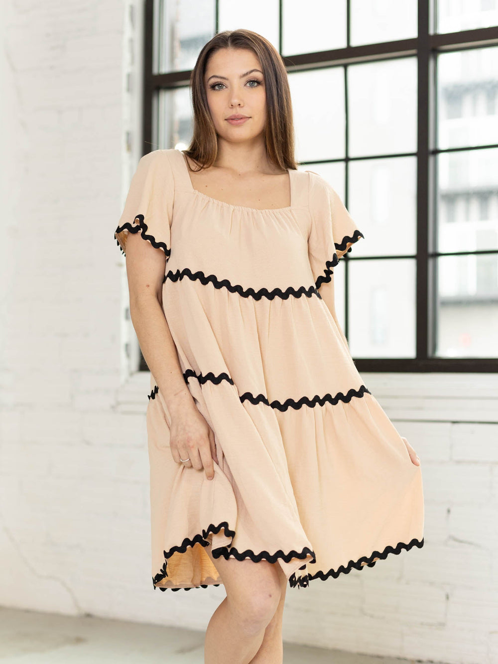 Flounce Sleeve Tiered DressDress