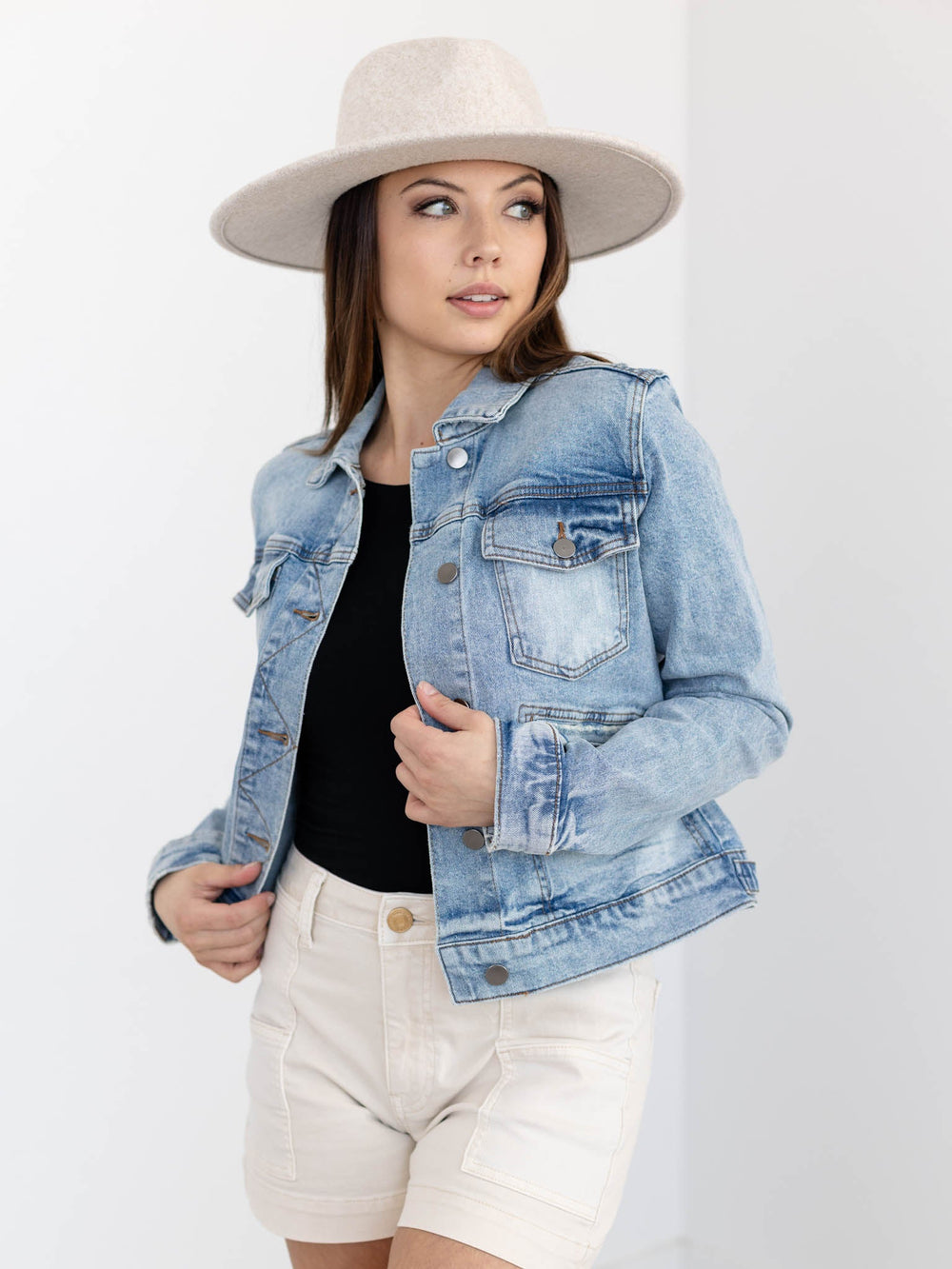 KUT Cultivate Anne Front Pocket JacketDenim Outerwear