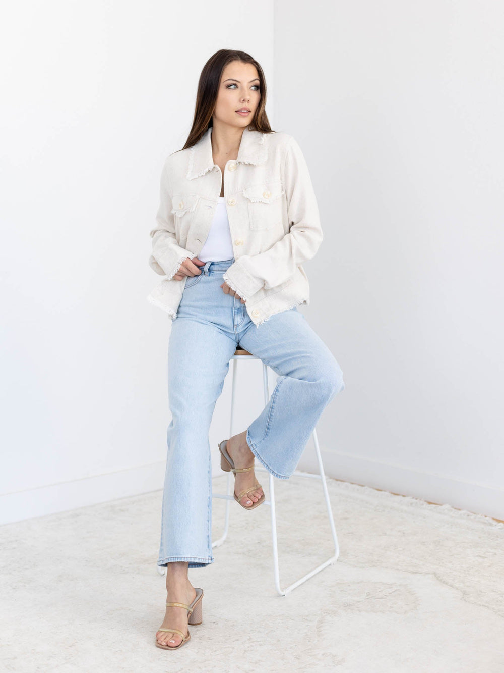 Linen Frayed Edge JacketOuterwear