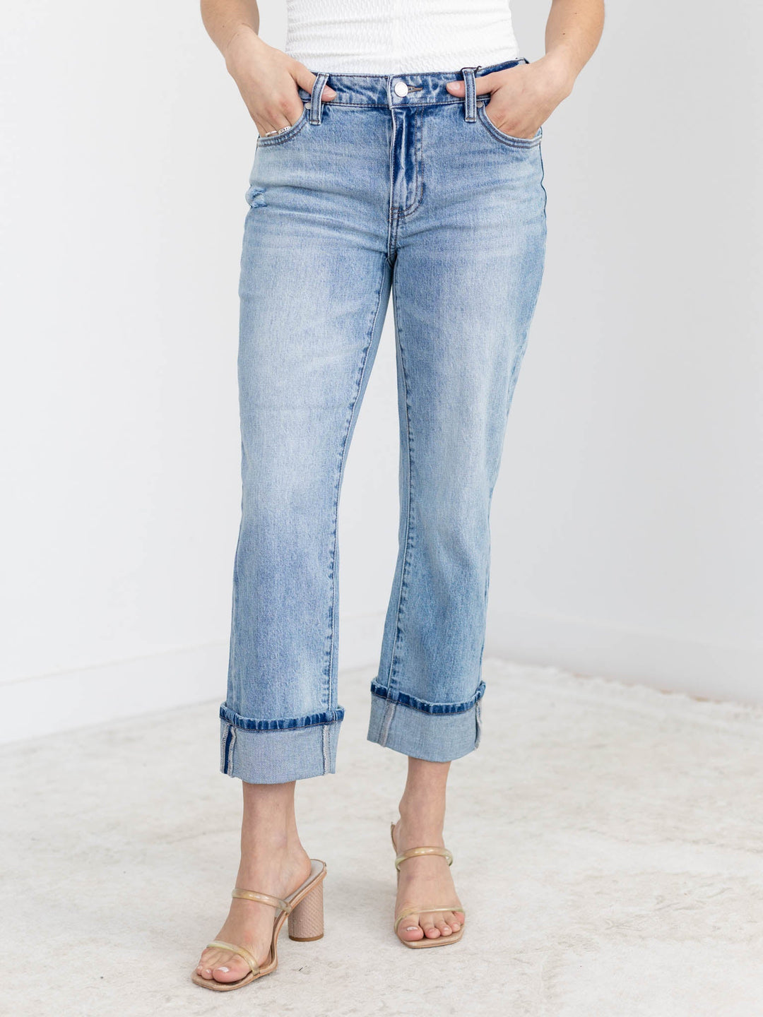 Liverpool Marley Back Seam Cuff GirlfriendDenim jeans