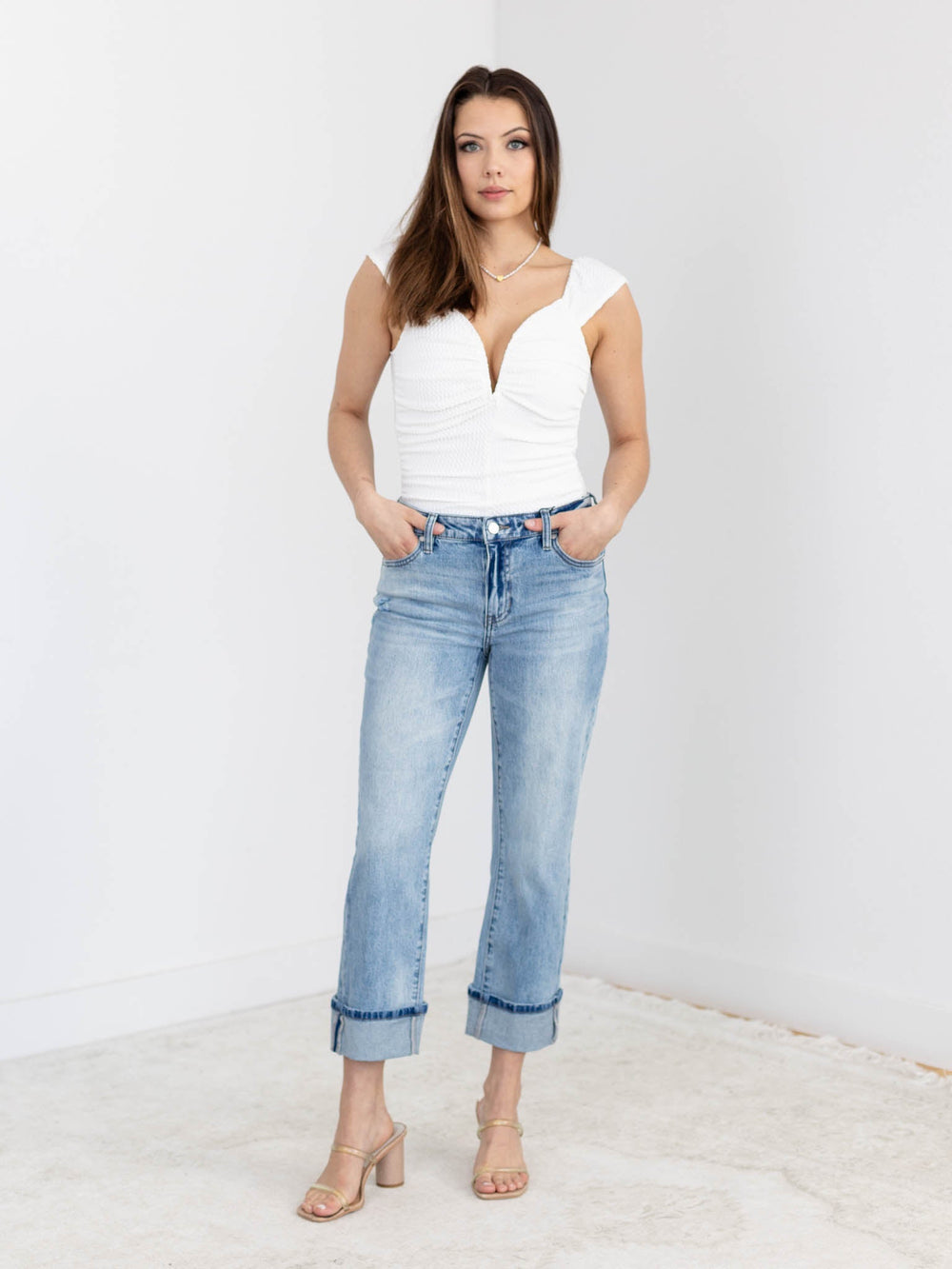 Liverpool Marley Back Seam Cuff GirlfriendDenim jeans