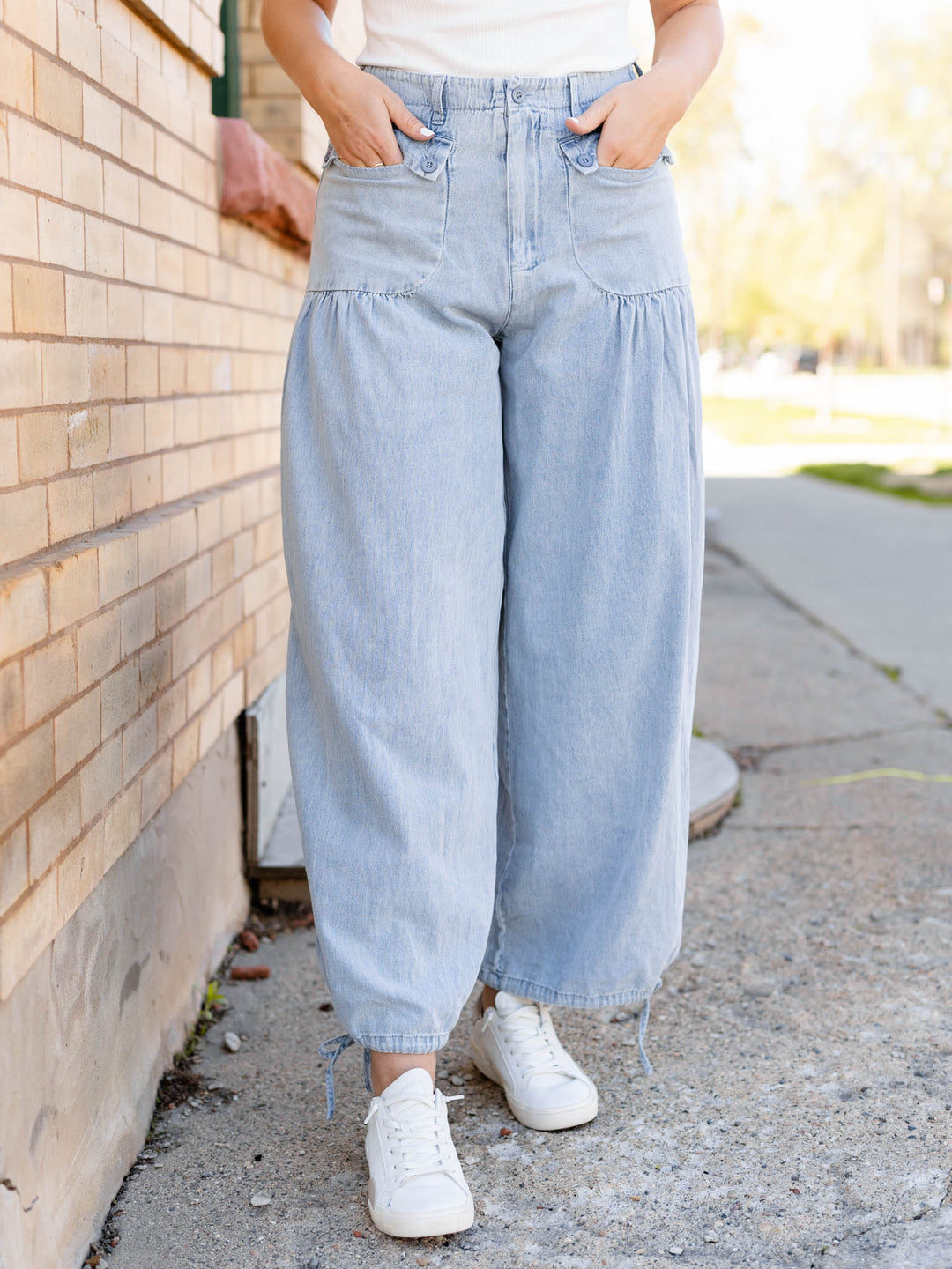 Pull On Soft Denim Patch PocketNon-Denim bottoms