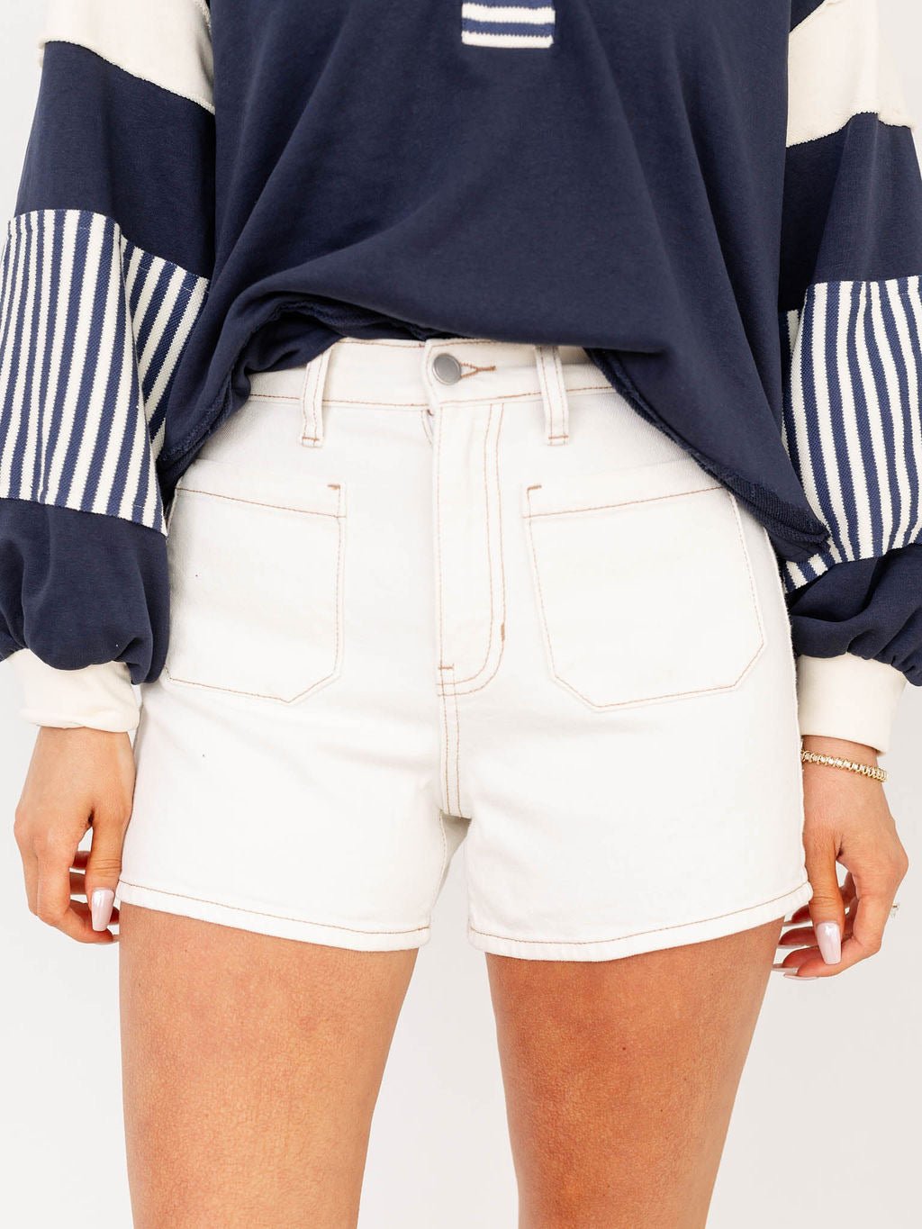 Just Black Off White Patch Pocket ShortDenim Shorts/Skirts