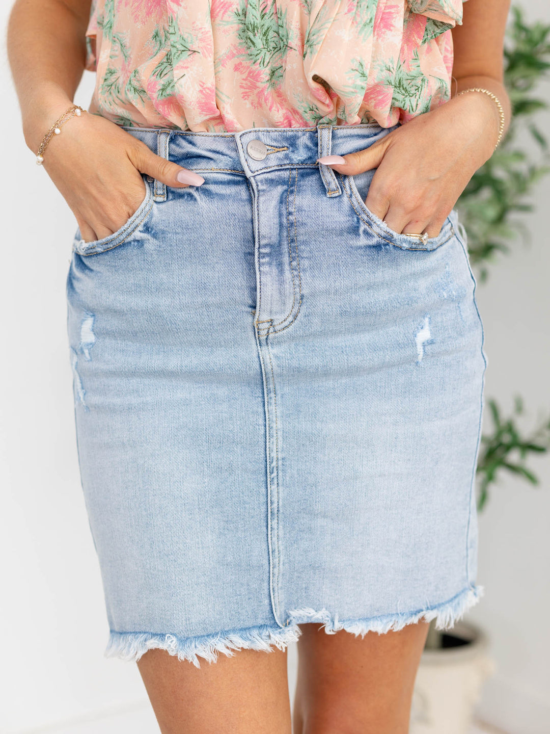 RISEN High Rise Mini SkirtDenim Shorts/Skirts