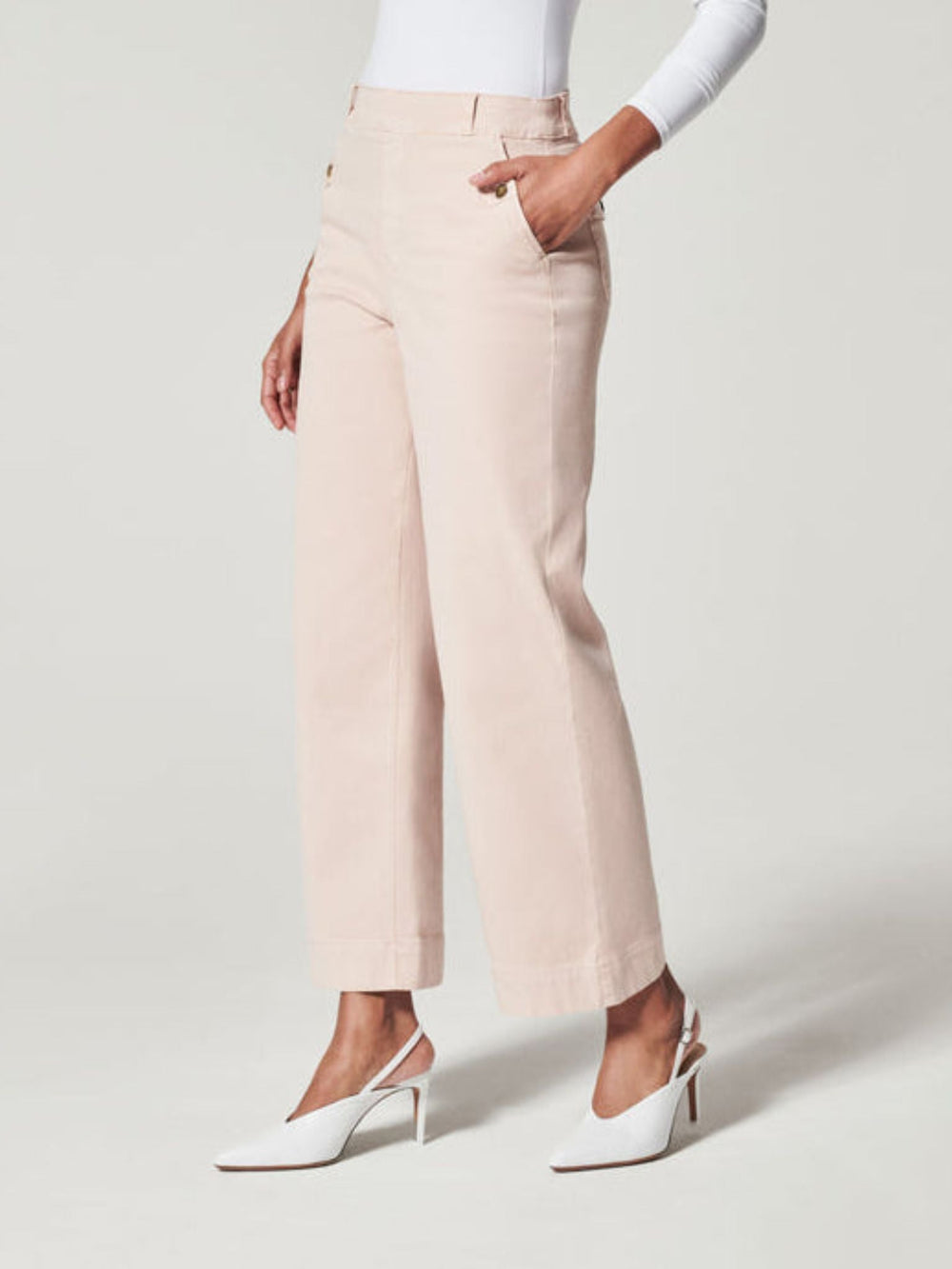 SPANX-Spanx Twill Stretch Wide Leg Pant - Leela and Lavender