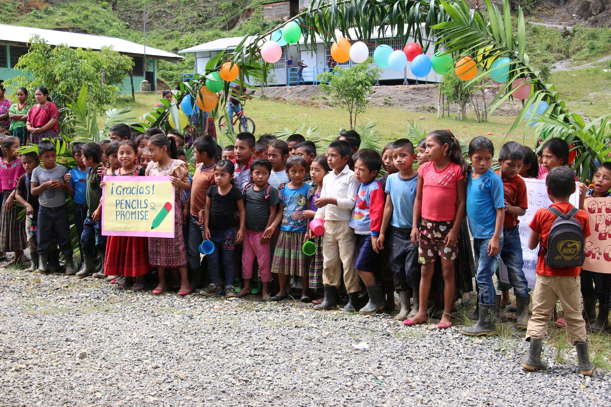 Students lined up patiently to watch the ceremony which would include dancing