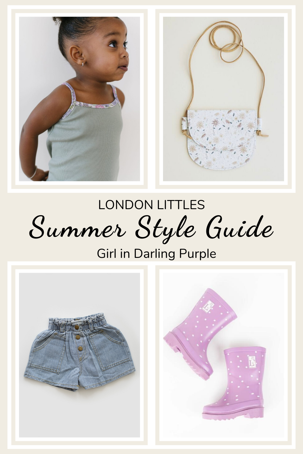 summer style guide for little girls with purple rain boots