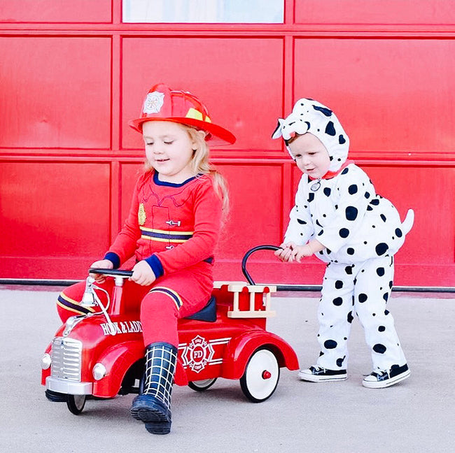 diy kids halloween costumes fire person and dog
