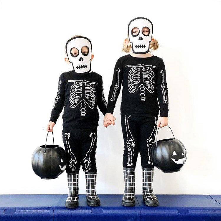 kids halloween costume skeletons