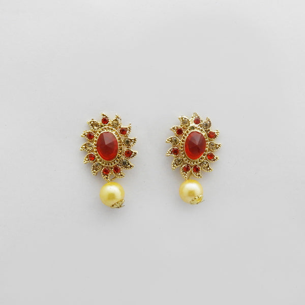 gold stone stud earrings