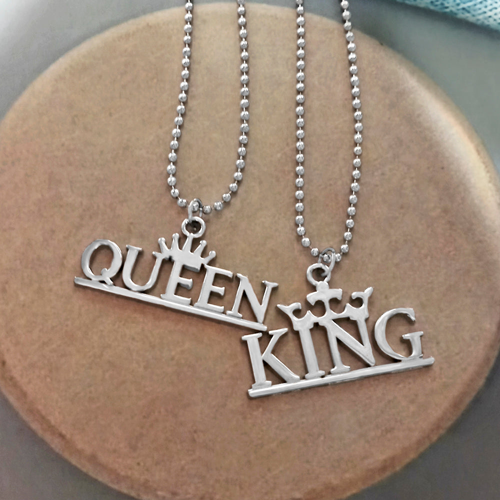 Urbana Couples Rhodium Plated King & Queen Pendant – JewelMaze.com