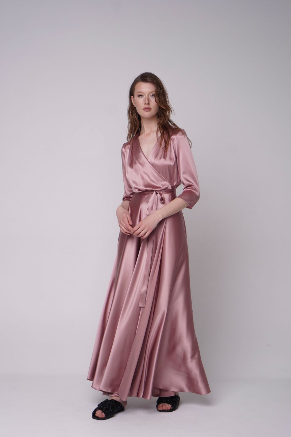 Kiss Of A Cloud Silk Maxi Dress Blush