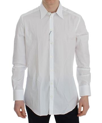 Dolce and Gabbana White Cotton Slim GOLD Formal Shirt | Designer Outlet - Men's Shirts - Dress Shirts - Dolce and Gabbana Shirts