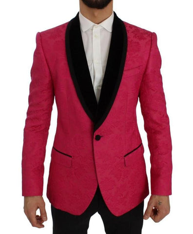 Dolce & Gabbana Pink Floral Brocade Slim Men's esigner Blazer Jacket