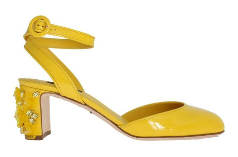 Designer Yellow Shoes Slignback Low Heels On SALE