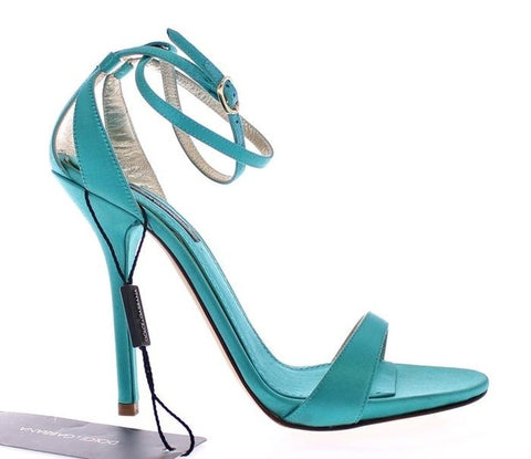 Dolce & Gabbana Blue Silk Ankle Strap Sandals for Women