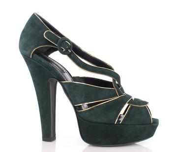 Dolce & Gabbana  Green Suede Platform Sandals Pumps Stappy | Designer Outlet - Dolce and Gabbana Shoes For Women - Pumps - Sandals