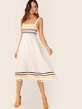 Long white dress with color stripes