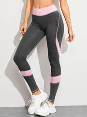 Grey and Pink Trim Sports Leggings