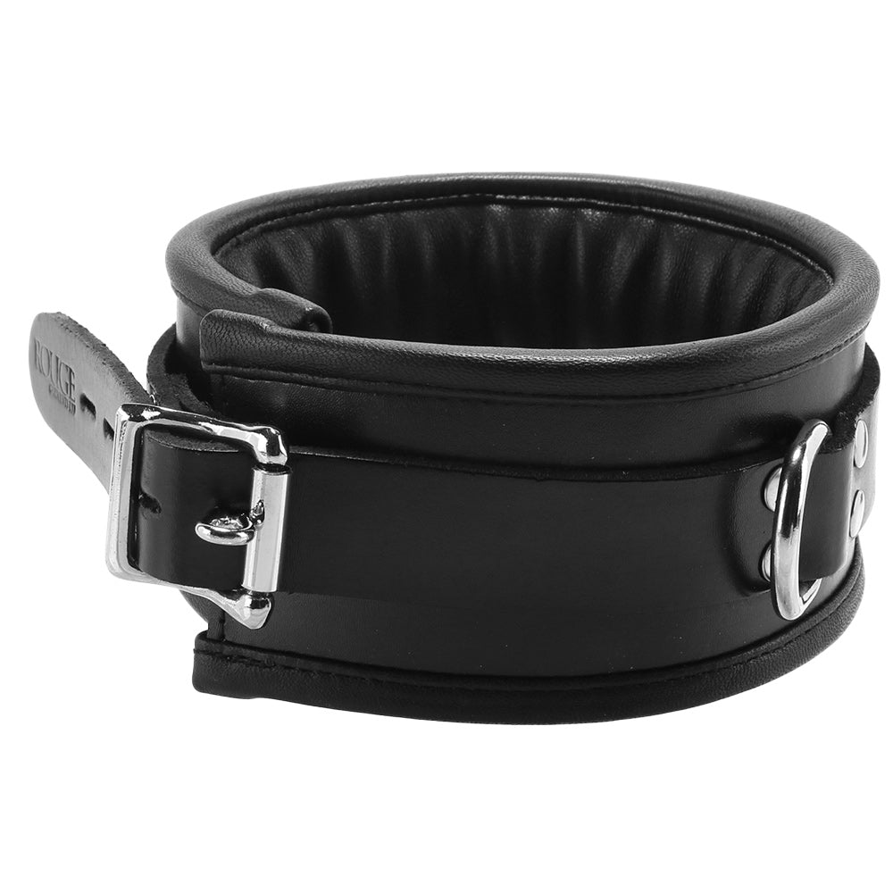 Padded Leather Collar In Black Rouge Leashes And