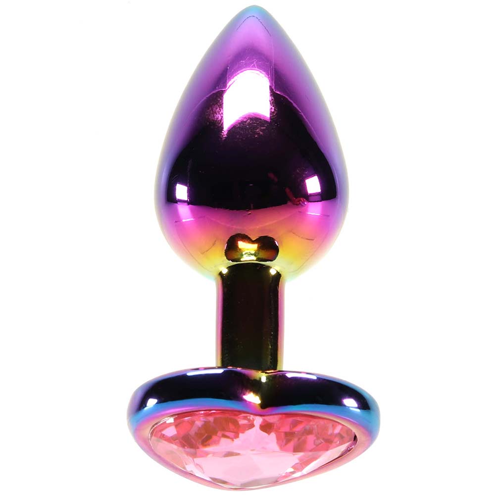 Small Aluminum Plug With Pink Heart Gem In Multicol