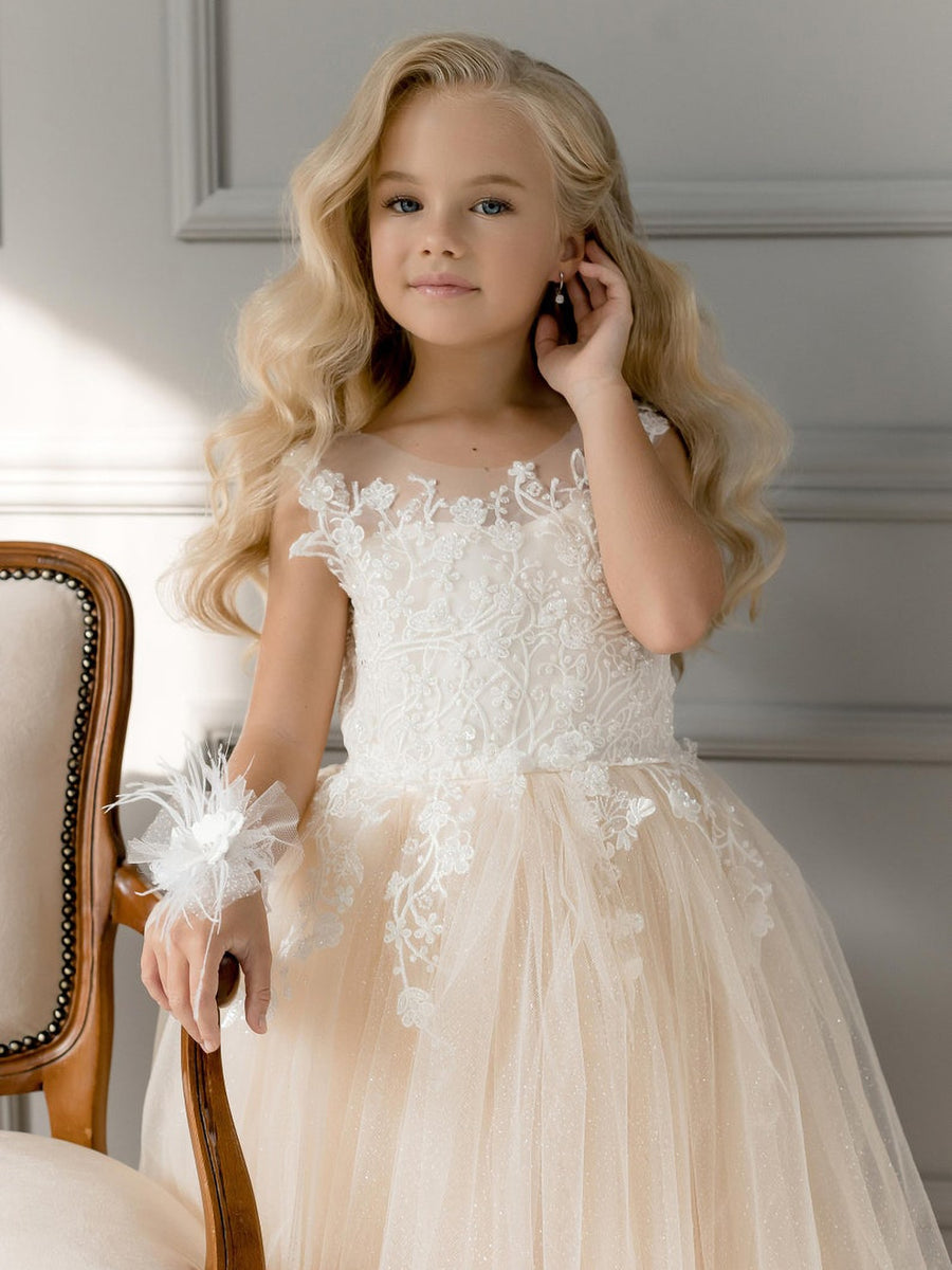 Princess Flower Girl Dresses Lace Tutu Ball Gown Birthday Party Dress –  TulleLux Bridal Crowns & Accessories