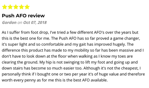 Drop foot brace customer review
