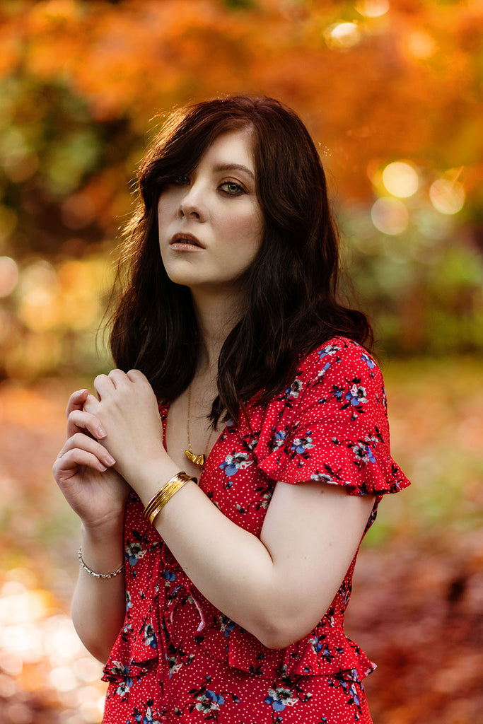 PLAITLY jewelry in autumn photo shoot