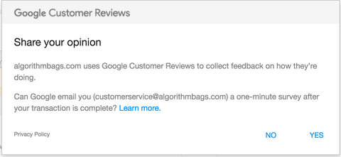 Google Customer Reviews algorithmbags.com