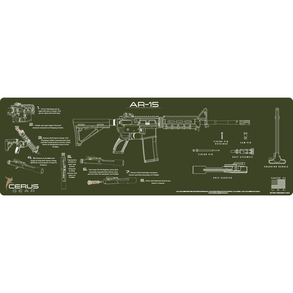 CERUS GEAR GUN MAT FOR AR-15 INSTRUCTIONAL PROMAT GREY BLUE 
