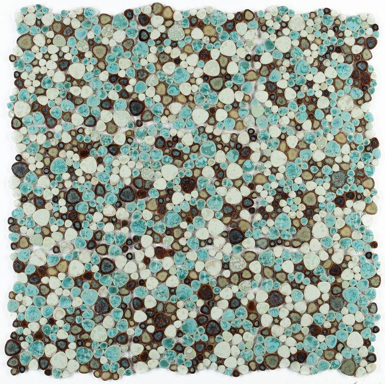 Nevis Dusty Jade Green Pebble Mosaic – Tilezz