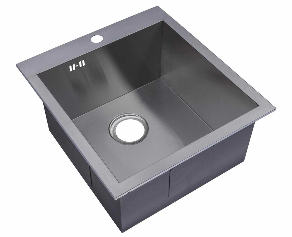460 X 500mm Inset Single Bowl Handmade Stainless Steel Kitchen Sink With Pre Punched Tap Hole Ds023 1