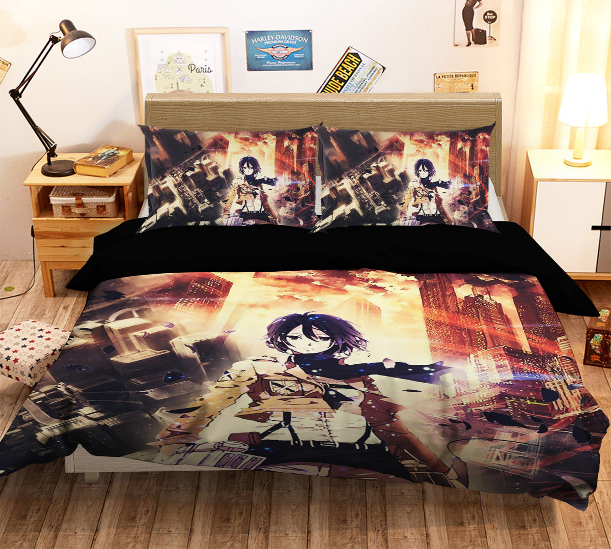 3d Attack On Titan 1899 Anime Bed Pillowcases Duvet Cover Quilt