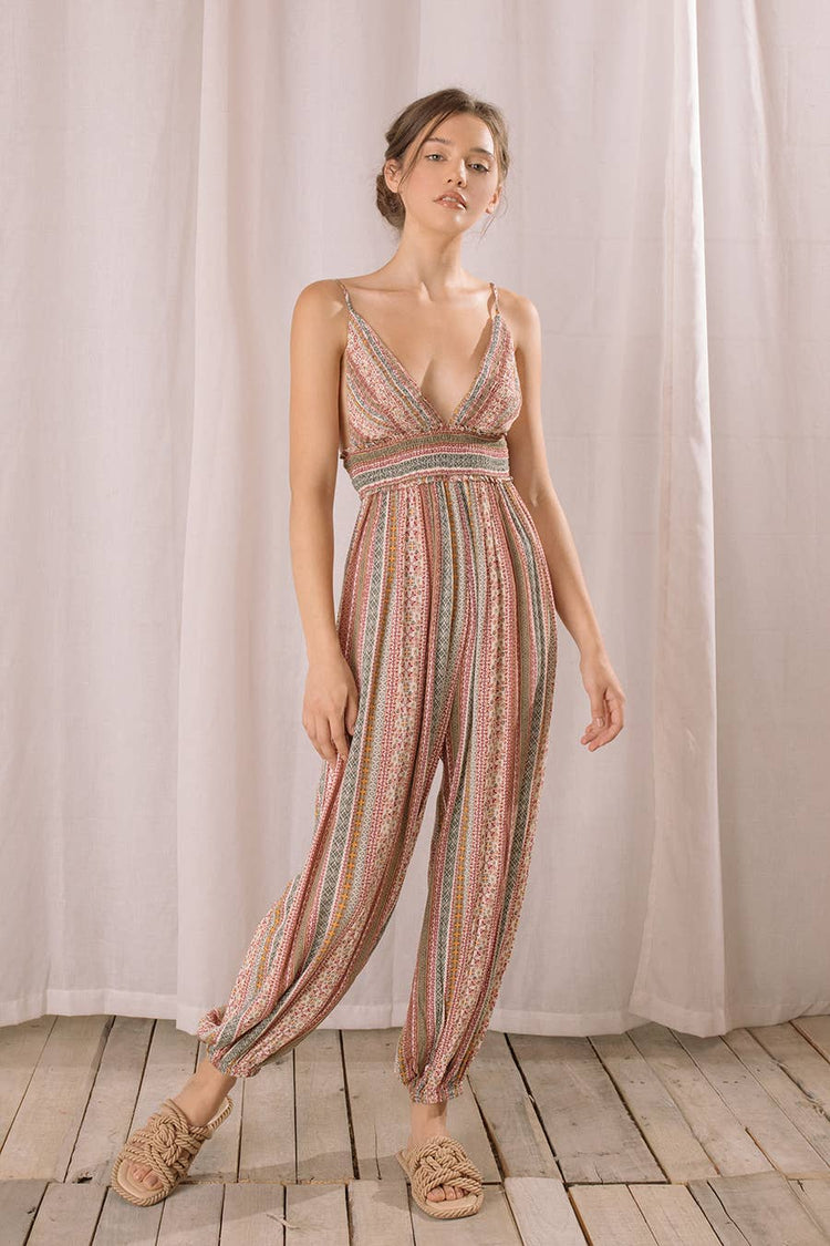 Multi-pattern and Paisley Print Jumpsuit