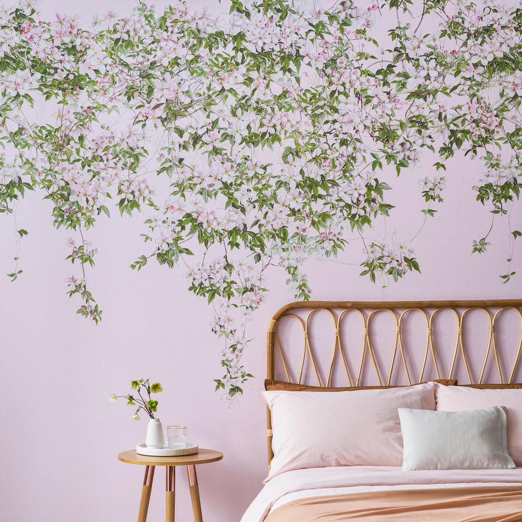 The Clematis Wallpaper Mural in Pink